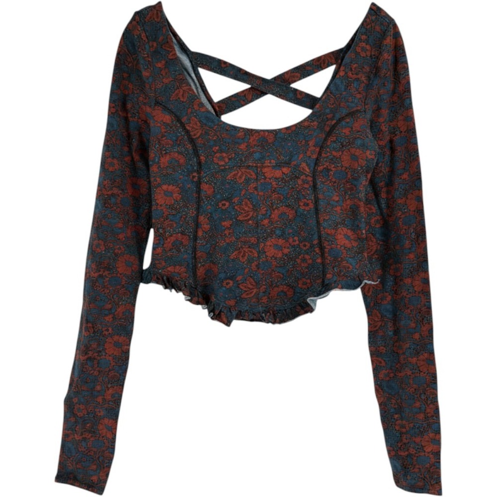 Free People Melanie Open Back Crop Top M  Whimsigoth Boho Festival GUC
